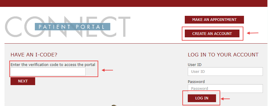 Main Patient Portal screen