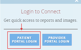 Login to Connect pop-up — click Patient Portal Login