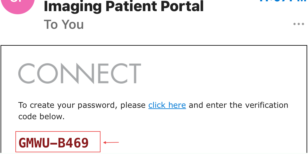 Verification email with code