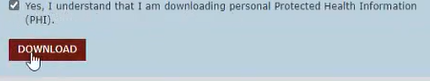 PHI checkbox and Download button