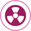  Stylized radiation symbol icon representing low-dose CT imaging technology.